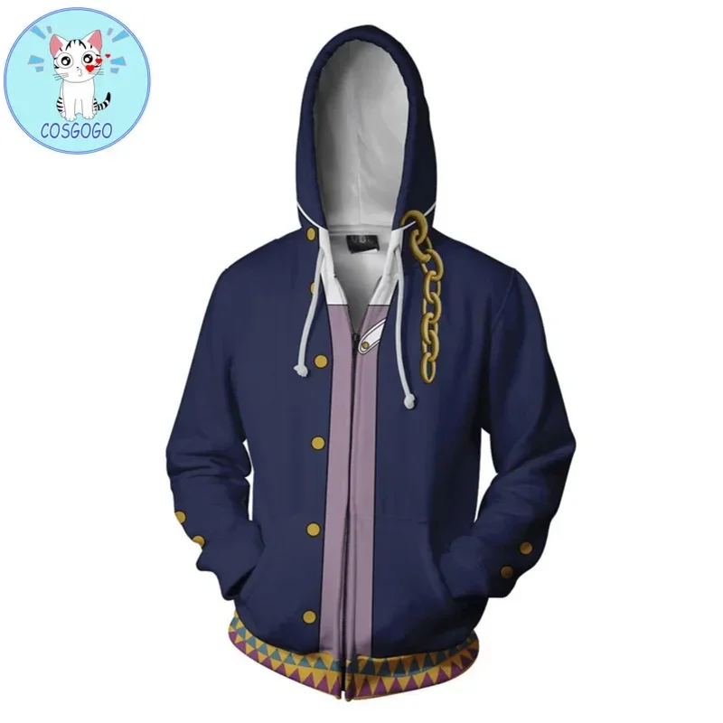 COSGOGO New Hoodies Men Anime JoJo's Bizarre Adventure Cosplay Women Hoodie Jacket Zipper Casual Sweatshirts men women