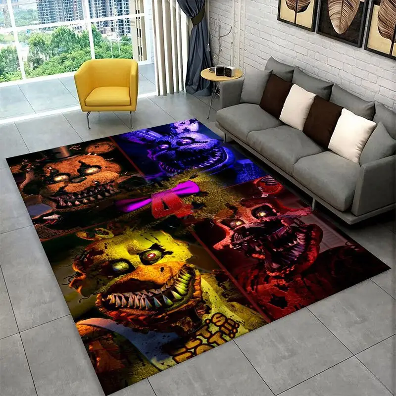 Horror Game F-FNAF Freddy Non-Slip Area Rug for Living Room,Bedroom,Playroom,Soft Carpet Floor Mat Home Decor Rug  Room