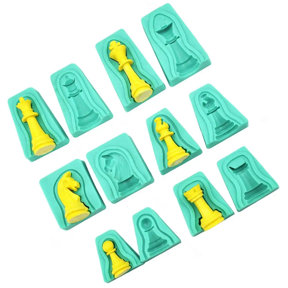 

12 Pcs Chess Cake Mold Silicone 3D Green Candy Baking Chocolate Epoxy Resin Flexible Non Stick Easy Clean Soft Gastronomy