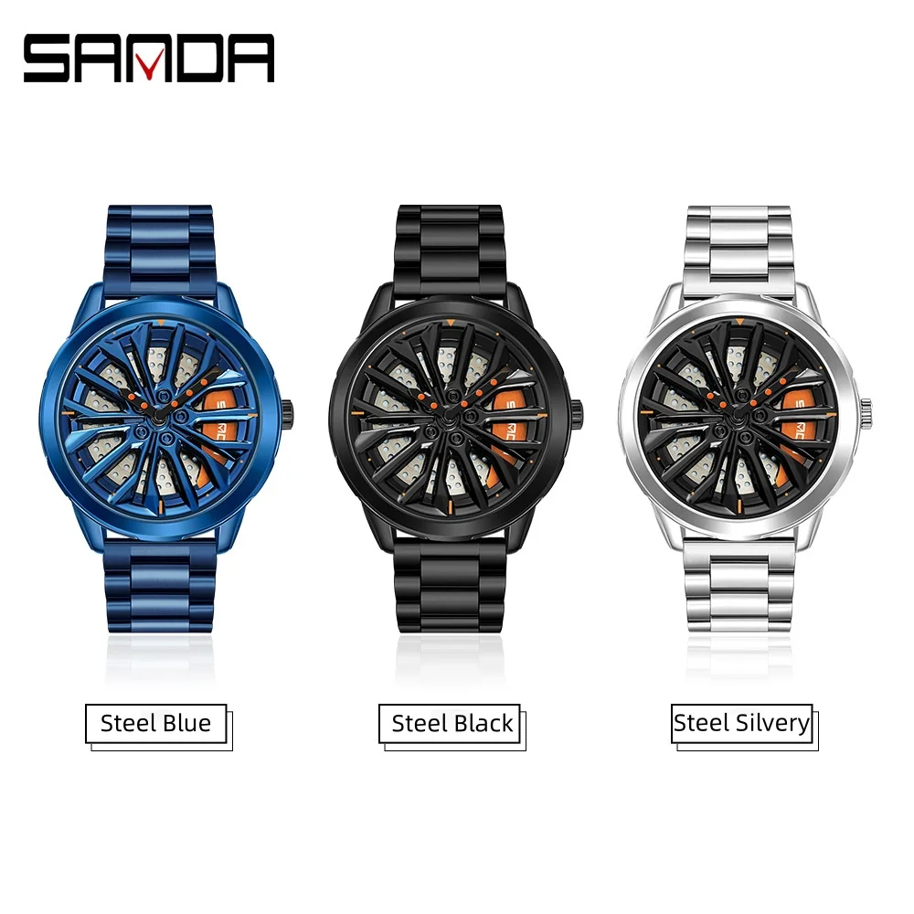 SANDA-reloj de cuarzo P1063 para hombre, cronógrafo de pulsera de cuero inoxidable, resistente al agua, de lujo, a la moda, ideal para regalo