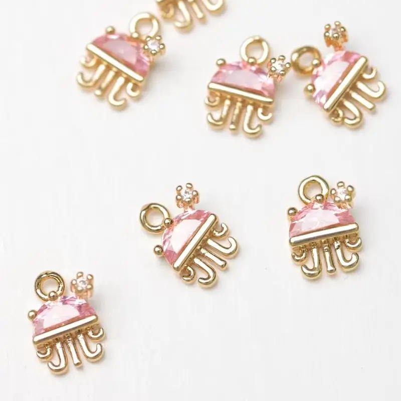 

1PCS 6.5x9.5mm 14K Gold Color Zircon Marine Life Small Jellyfish Octopus Pendant DIY Necklace Bracelet Jewelry Charm Accessories