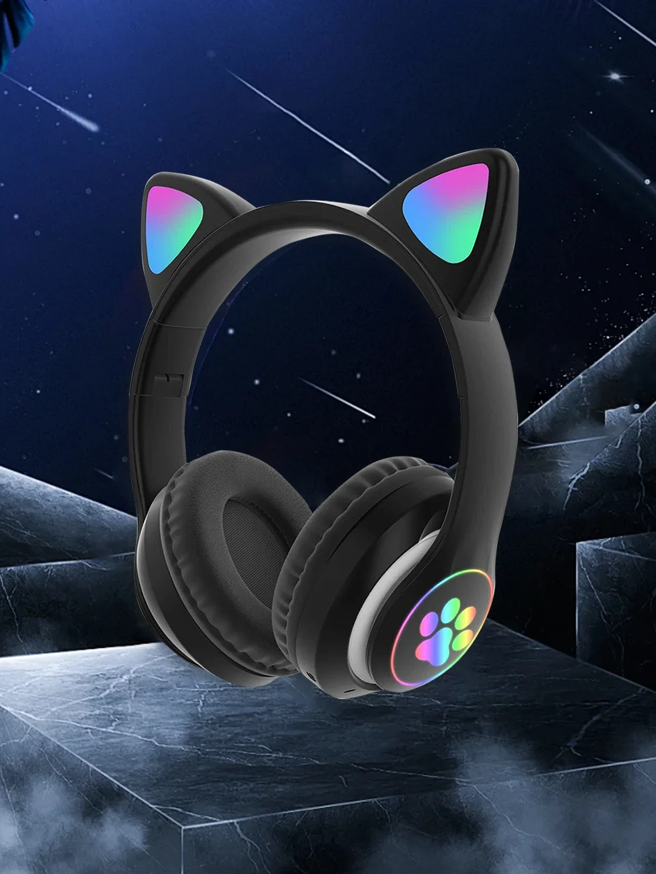 หูฟังไร้สาย Bluetooth อายุการใช้งานแบตเตอรี่ยาวนาน คุณภาพเสียงสูงสําหรับชุดหูฟังหูแมวสําหรับหูฟังเกมเพลง