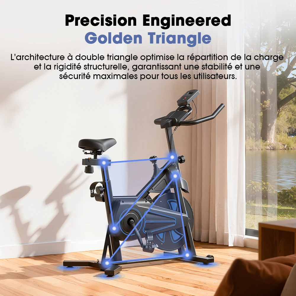 Formill QK116C Indoor-Fahrrad mit Magnetwiderstand, 12KG Schwungrad, 287lbs, 100-Stufen-Widerstand, LCD-Display, Leiser Riemenantrieb, Heim-Cardio – Detail 14