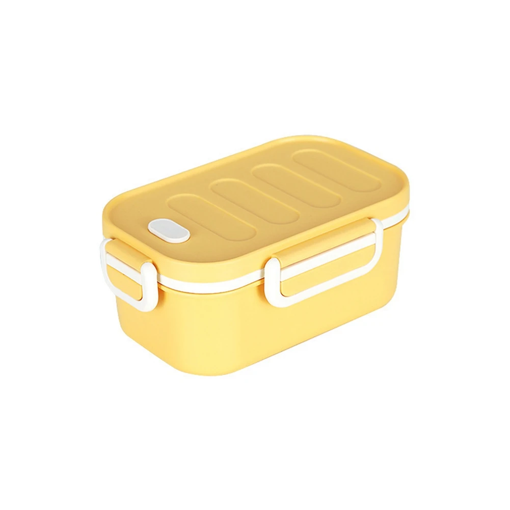 

Double Layer Lunch Box PP Plastic with Clasp Crisper Student Lunch Box Microwave Storage Container(Yellow)