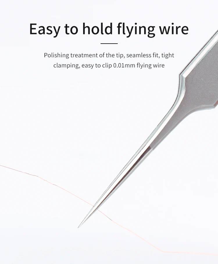 LUXIANZI 1pc Pinzette di Precisione Industriale ESD In Acciaio Curvo Punta Dritta Pinze Per Il Circuito Del Telefono Riparazione Strumento Mano