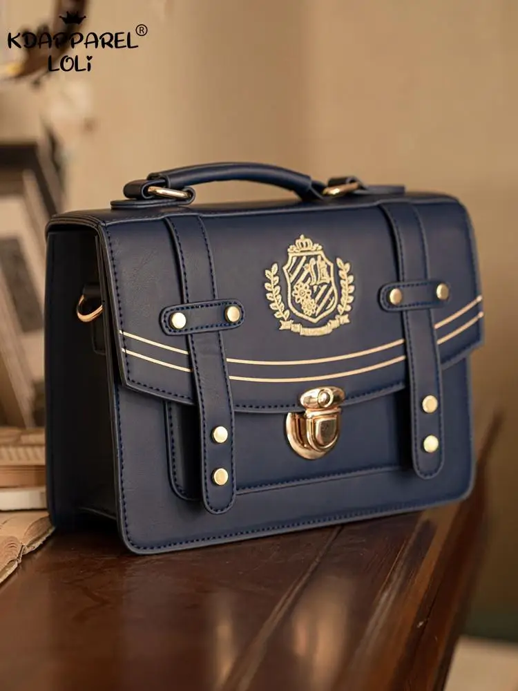 England Style College Uniform Bags High School Students Girls Backpack Handbag PU Shoulders Messenger Teenage Lolita Sweet Women