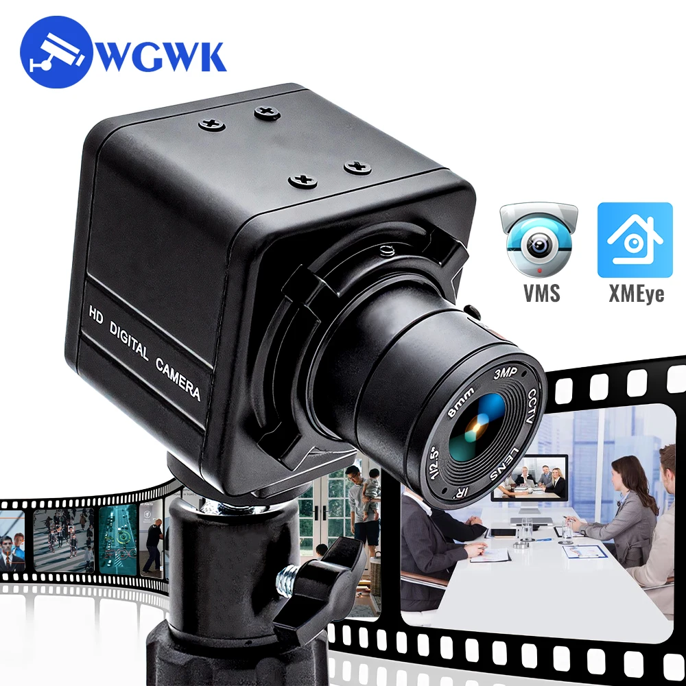 WGWK MINI IP Camera 3/4/5/8MP Fixed Focus Full HD CS Lens Metal Box Industrial Inspection Security Webcam Video Surveillance