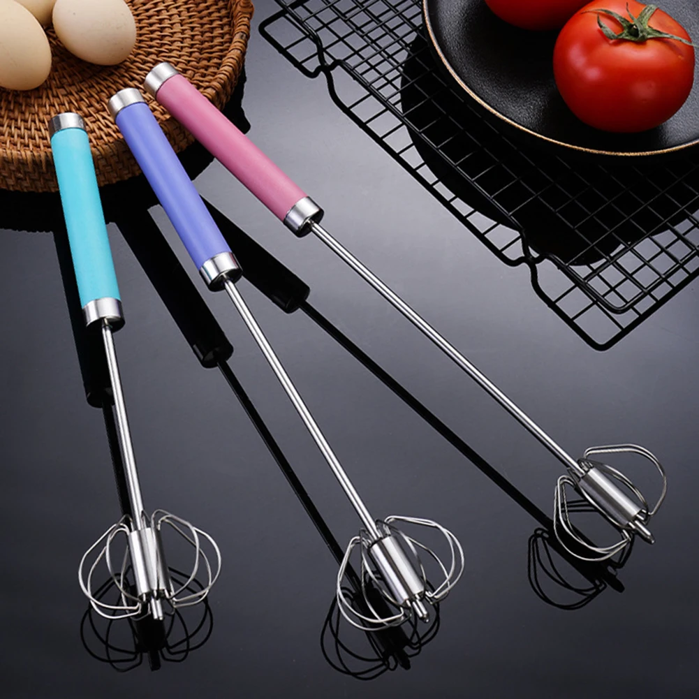 Handheld Stainless Steel Push-Type Whisk Ergonomical Time-Saving Food Mixer Baking Tools