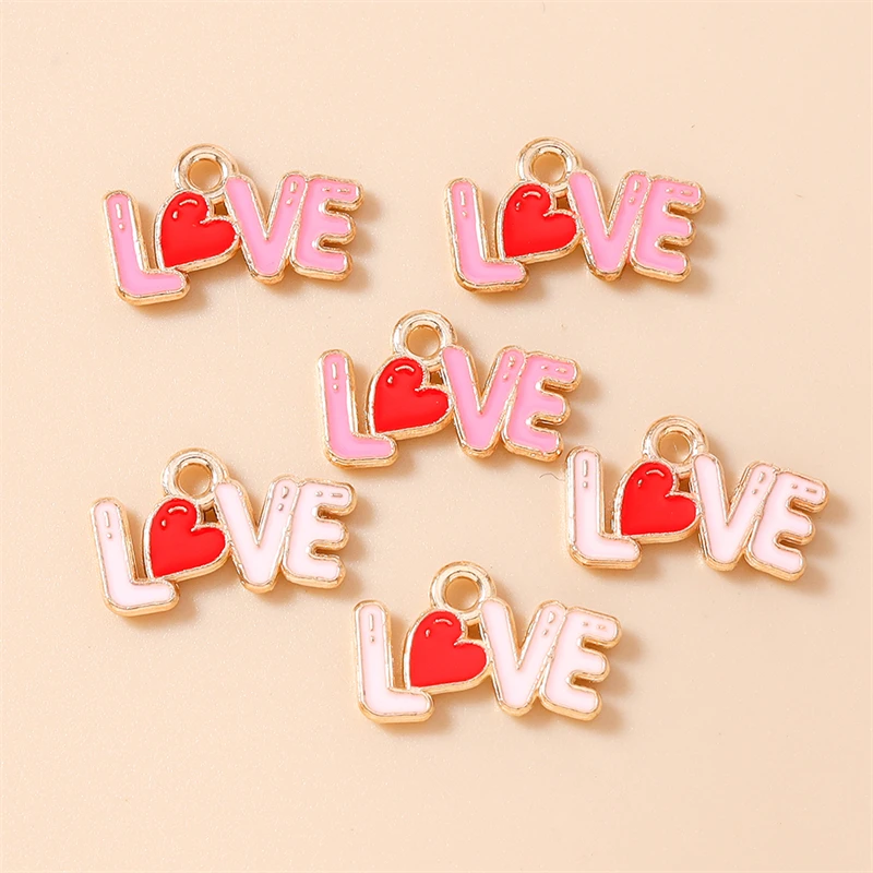 20 قطعة 16x10 مللي متر لطيف المينا رسالة حب Charms المعلقات لصنع انخفاض الأقراط القلائد أساور Craft بها بنفسك الحرفية مجوهرات اكسسوارات