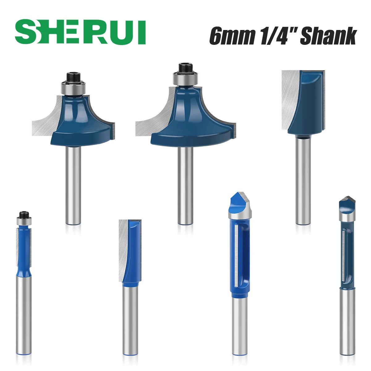 6mm 1/4in Shank Router Bit Set Trimming Straight Corner Milling Cutter Woodworking Tools