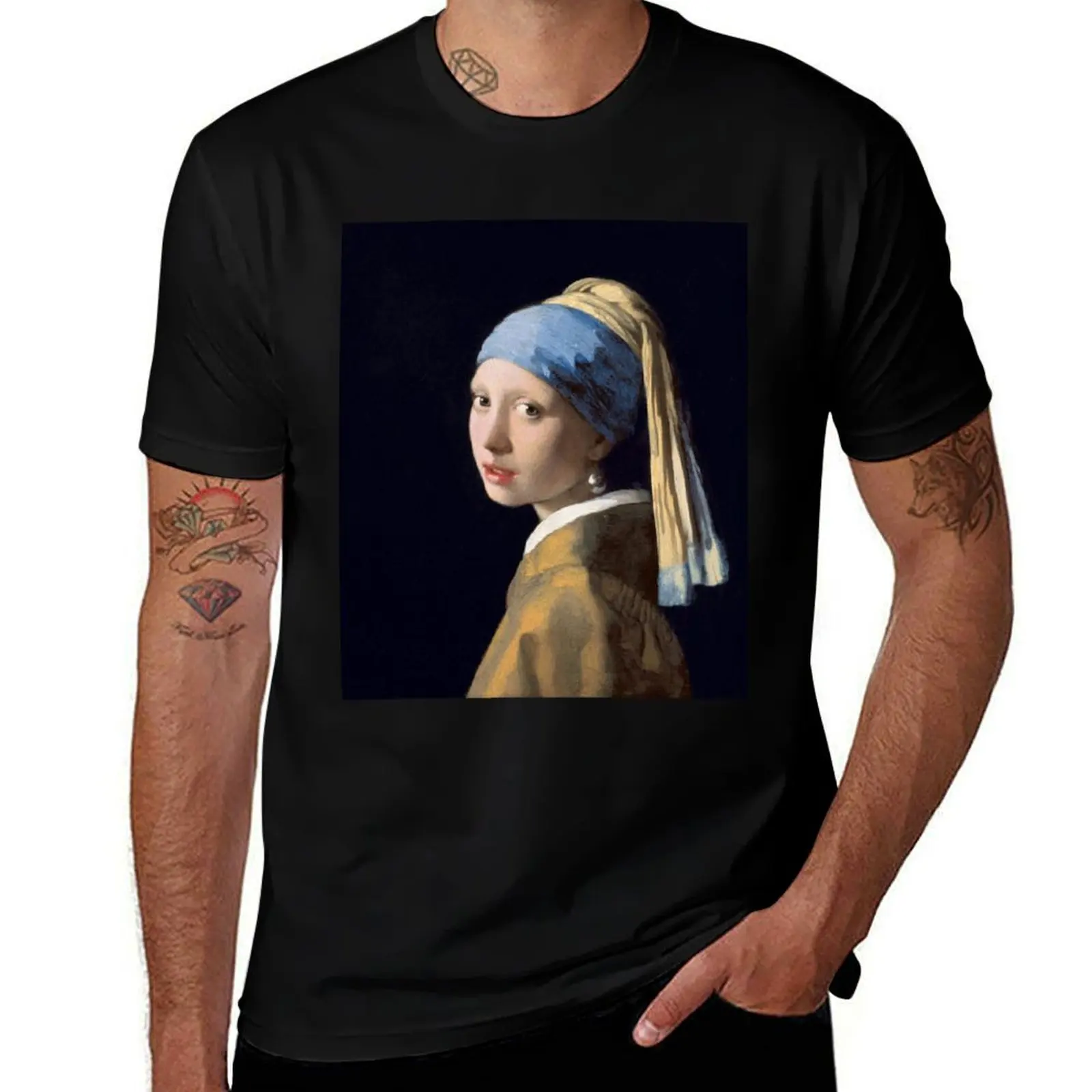 Johannes Vermeer - Girl with a Pearl Earring T-Shirt Large Size Short Sleeve T-Shirt