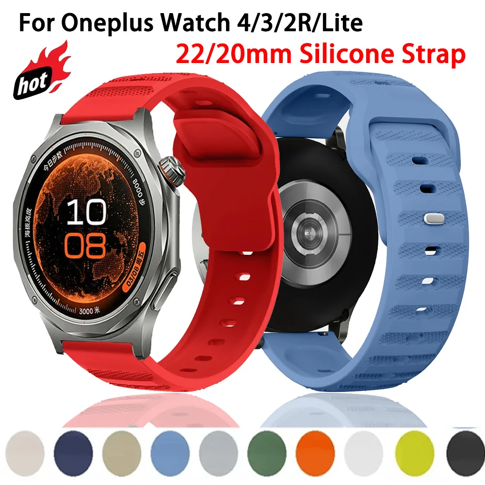 22/20mm Silicone Strap For Oneplus Watch 4/3/2R/Lite Comfortable Wristband Amazfit Active 3 2/Max/Bip 6 5 Max Replacement Belt