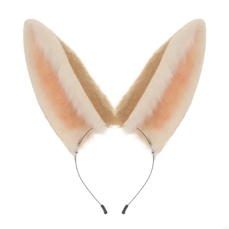 Plush-Look Animal Ear Headband, Cream and Light Tan Costume Accessory for Role Play, Costume Wear and Party Styling Y166