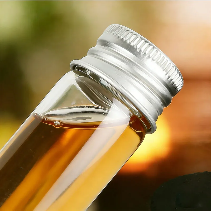 

30Pcs 5ml-100ml Mini Aluminum Cap Glass Bottles Empty Portable Travel Straight Bottle Containers For Home Decoration DIY Gifts