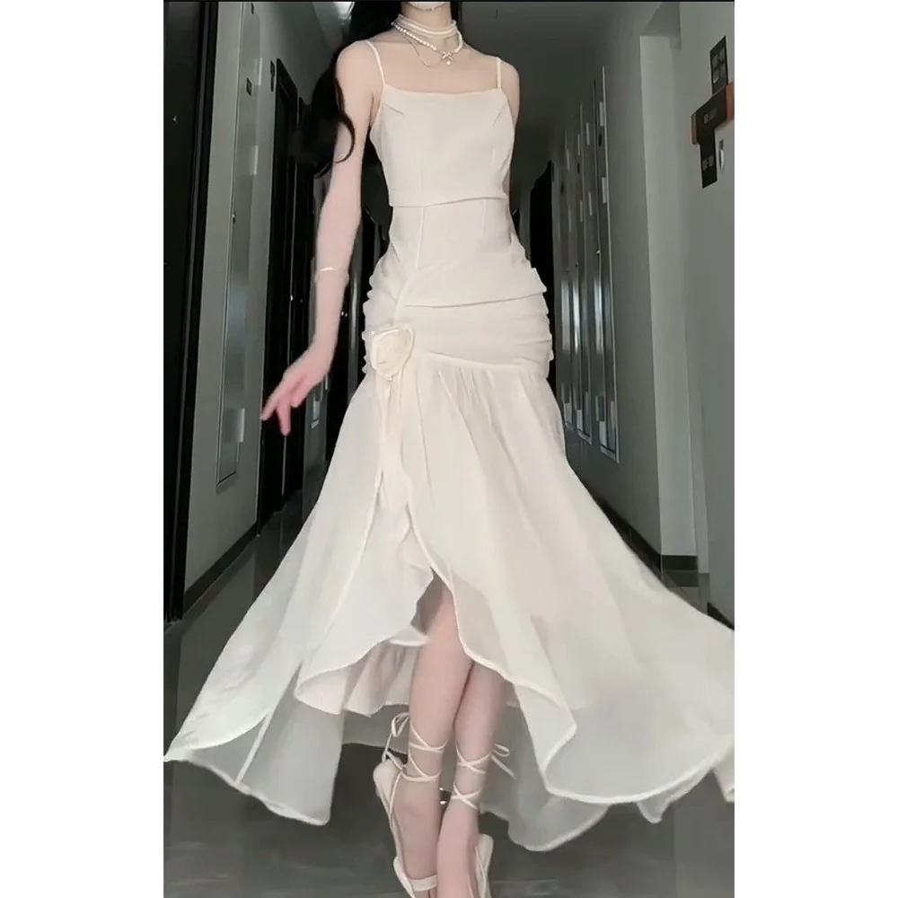 

Нежное платье для выпускного вечера для женщин, плиссированное платье трапециевидной формы с квадратным воротником и бретельками, простое коктейльное платье высокого качества