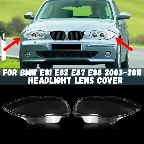 Cubierta de faro delantero para BMW 1 Series E81 E82 E87 E88 2003-2011, lente de sombra de faro 63116924667