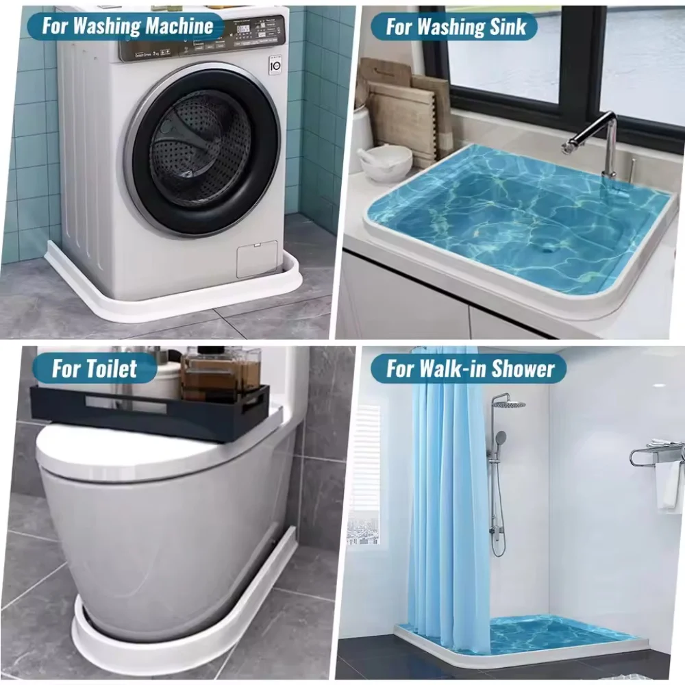 1 قطعة 1 متر/39.37in لتقوم بها بنفسك دش حاجز المياه سيليكون انحناء المياه الاحتفاظ قطاع ل عتبة باب الحمام حاجز الفيضانات #5