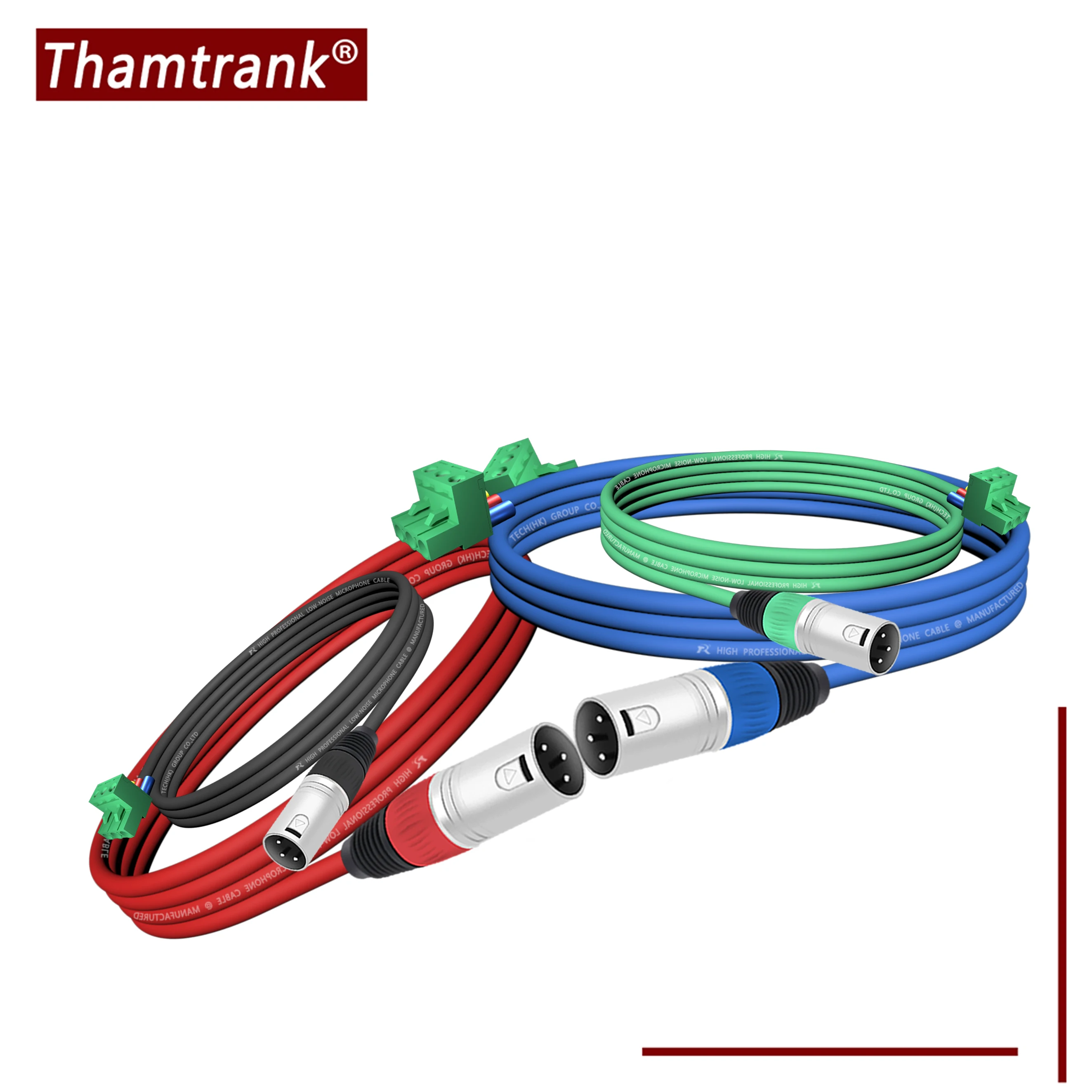 

1PCS Silver Plug with Color Tail Ring and Matching Color Wire Jacket Pro Audio Cord,Phoenix 3M/2EDG 5.08 3P to 3P XLR M/F Cable