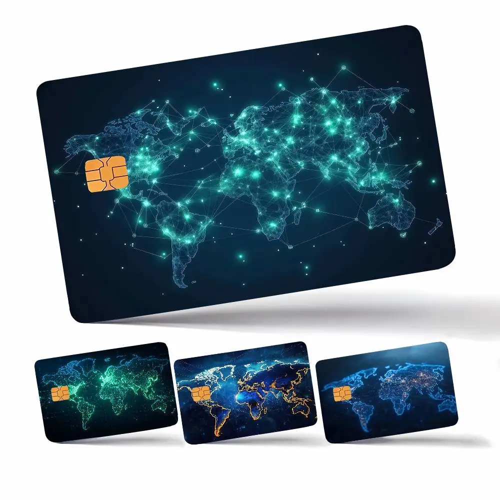 Digital World Map Perfect Gift Idea Merch Layout Cover Credit Card Stickers Distinctive Design