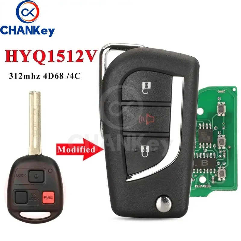 

CHANKey New Upgraded Remote Flip US Car Key Fob 312MHZ 4D68/4C Chip For Lexus LX470 2003 - 2008 GX470 2003-2009 RX300 HYQ1512V