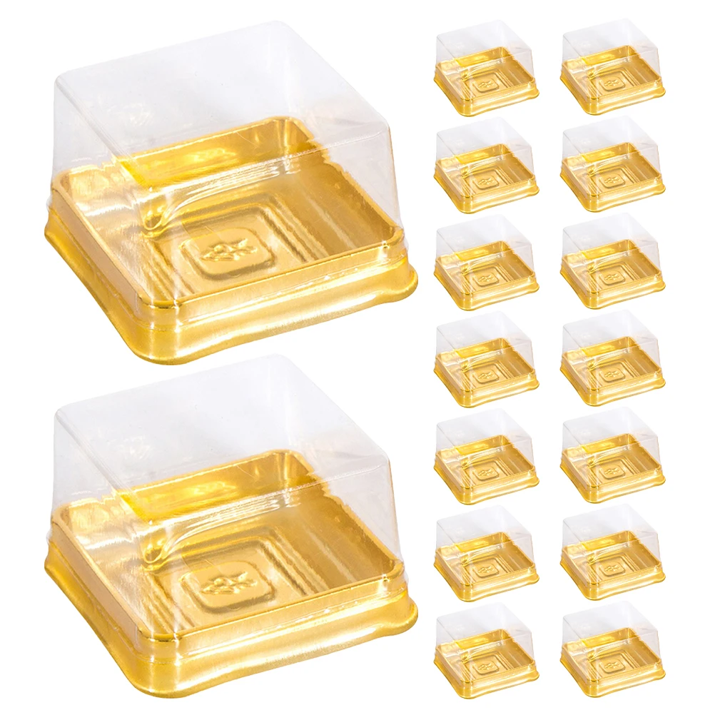 

100pcs 1 Set 50G Square Plastic Egg Yolk Puff Box Moon Cake Holder Pet Material Food Storage Container For Puff Cake