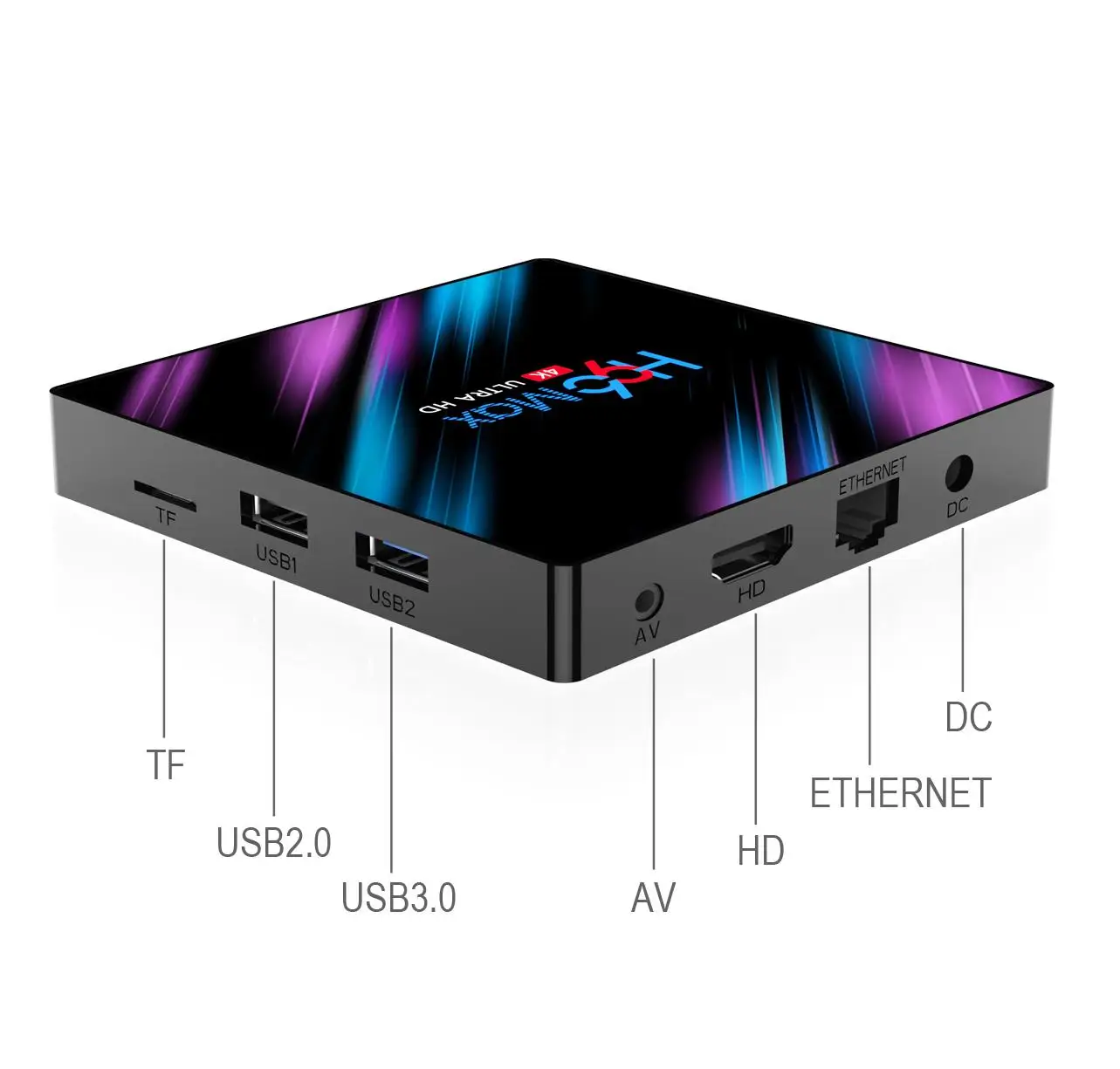H96 Max RK3318 Quad-Core CPU 4k HD Output Android 10.0 4g 32g 2.4G&5G Dual WiFi BT4.0 Media Player 100M Ethernet Set Top Box
