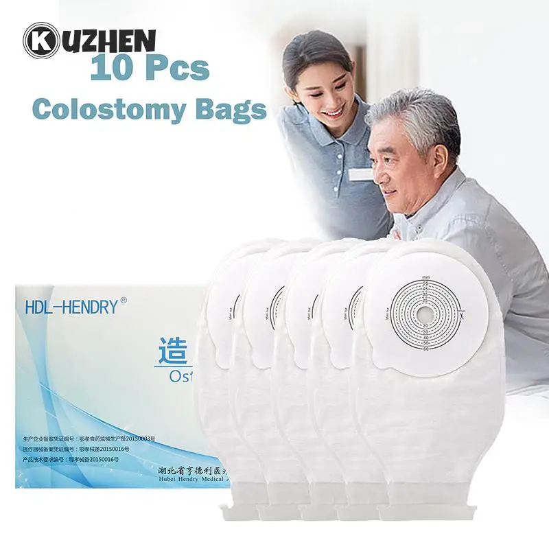 

10Pcs Colostomy Bags Ostomy Pouch Drain Valve Drainable Anti-leak Colostomy Stoma