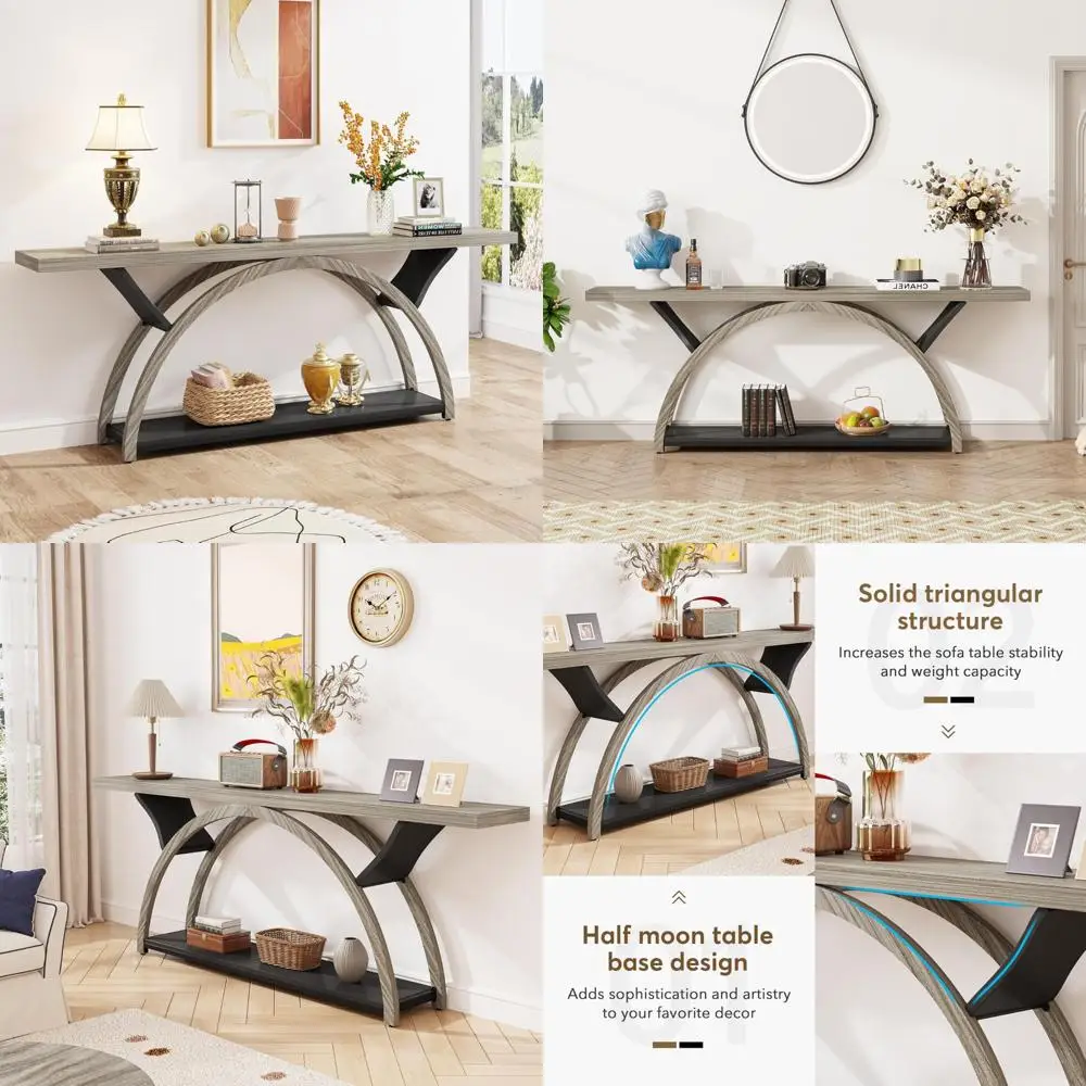Tribesigns 70.87-inch Console Table - Storage Shelf Included, Slim Long Sofa Table, 2-Tier Rustic Entryway Furniture