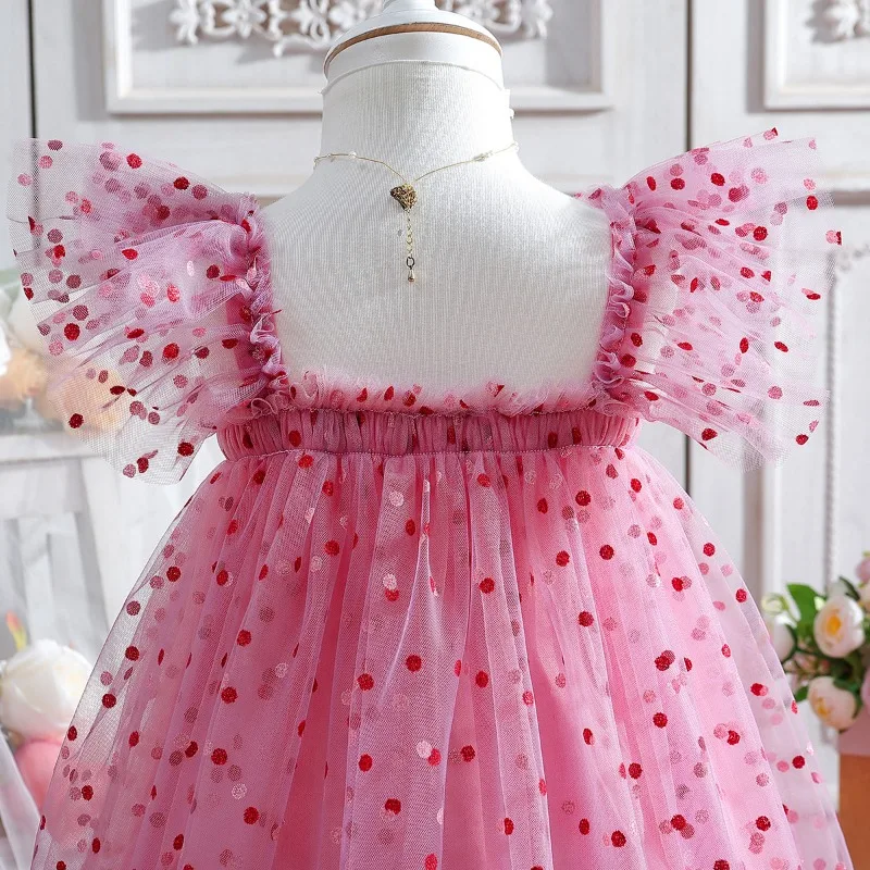 Butterfly Wings Fluffy Mesh Dress Children\'s Summer Dress for Flower Girls and Princesses