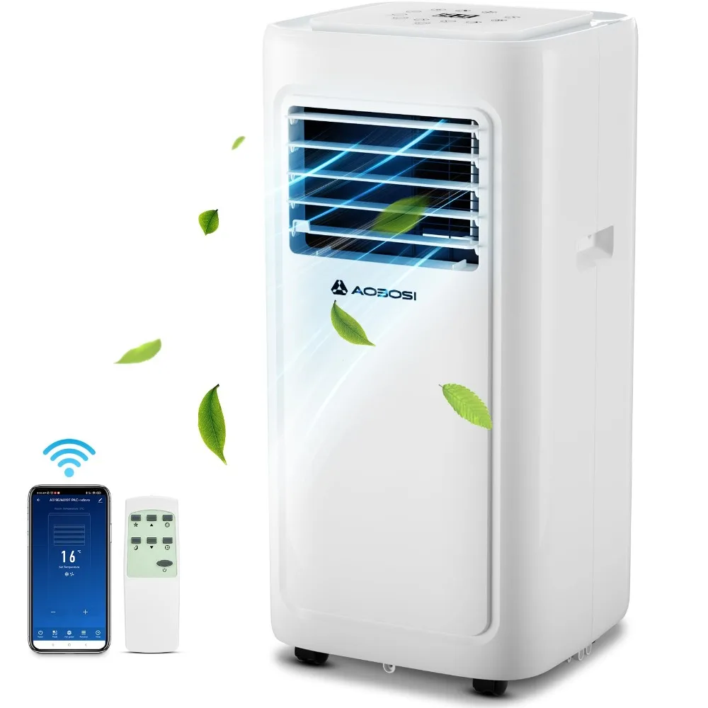 Climatiseur portable 4-en-1, 8000 BTU, climatisation, pour une pièce jusqu'à 182 m², avec contrôle WiFi, pour la maison