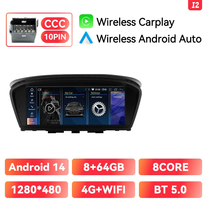 XONRICH Draadloze CarPlay Andorid 14 Autoradio Voor BMW 5 Serie E60 E61 E63 E64 E90 E91 E92 CCC CIC Multimedia GPS 4G Wifi Navi
