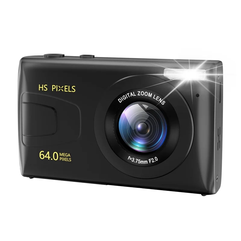 디지털 카메라, 사진용 4K 어린이 카메라, 64MP MP3 플레이어 카메라, 2.8인치 IPS 스크린, 자동 초점 간편한 설치(검은색)