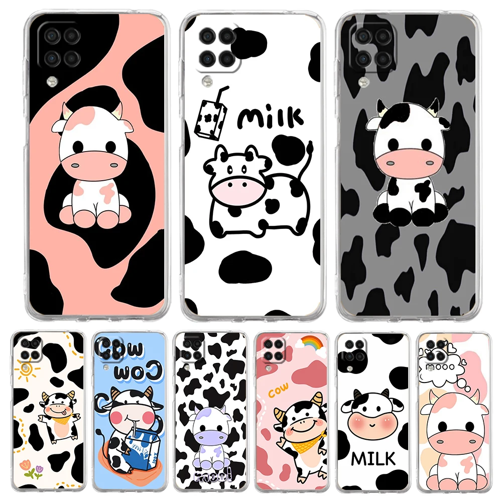 

Cute Milk Cow Phone Case for Samsung Galaxy A13 A22 A32 A52 A53 A72 A51 A71 A11 A31 A41 A01 A21S 5G Transparent Shell Capas Bags