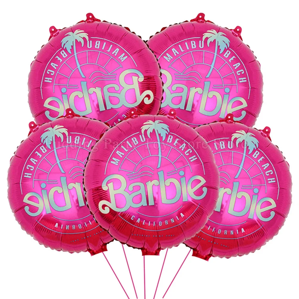 

Barbie 5Pcs Round Foil Ballon Party Supplies Girl Birthday Party Decoration Baby Shower DIY Air Globos Pincess Wedding Supplies