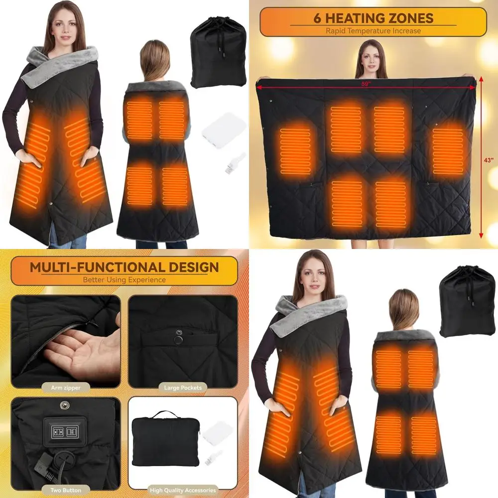 

Portable Cordless Electric Heating Blanket with USB Power Bank for Outdoor Use