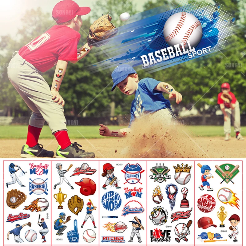 10 pcs Kids Temporary Tattoos Football Soccer baseball Fan Fake Tattoo Sticker Waterproof Tattoo Hand Arm Foot Tattoo For Child