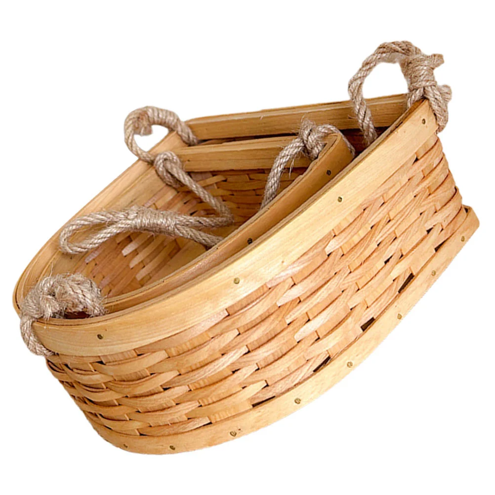 

Basket for Kitchen Storage Strawberry Hanging Wall Woven Rope Fruits Bowl Wooden and Vegetable