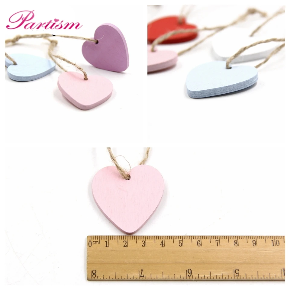 10PCS Heart Wooden Pendants Ornaments Mini Wood Craft Vintage Home Wedding/Birthday Party Decorations Wedding Favors Gifts