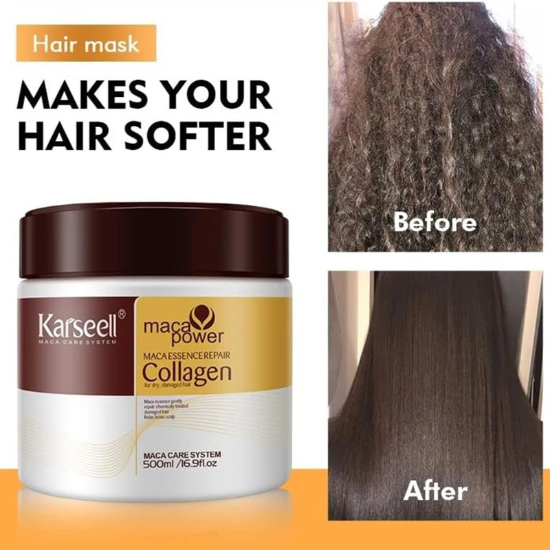 Máscara Capilar Mágica para Reparar Danos, Suaviza, Frizz, Anti-perda, Suave, Cabelo Brilhante, Hidratante Profunda com Colágeno, Cuidado Capilar Feminino