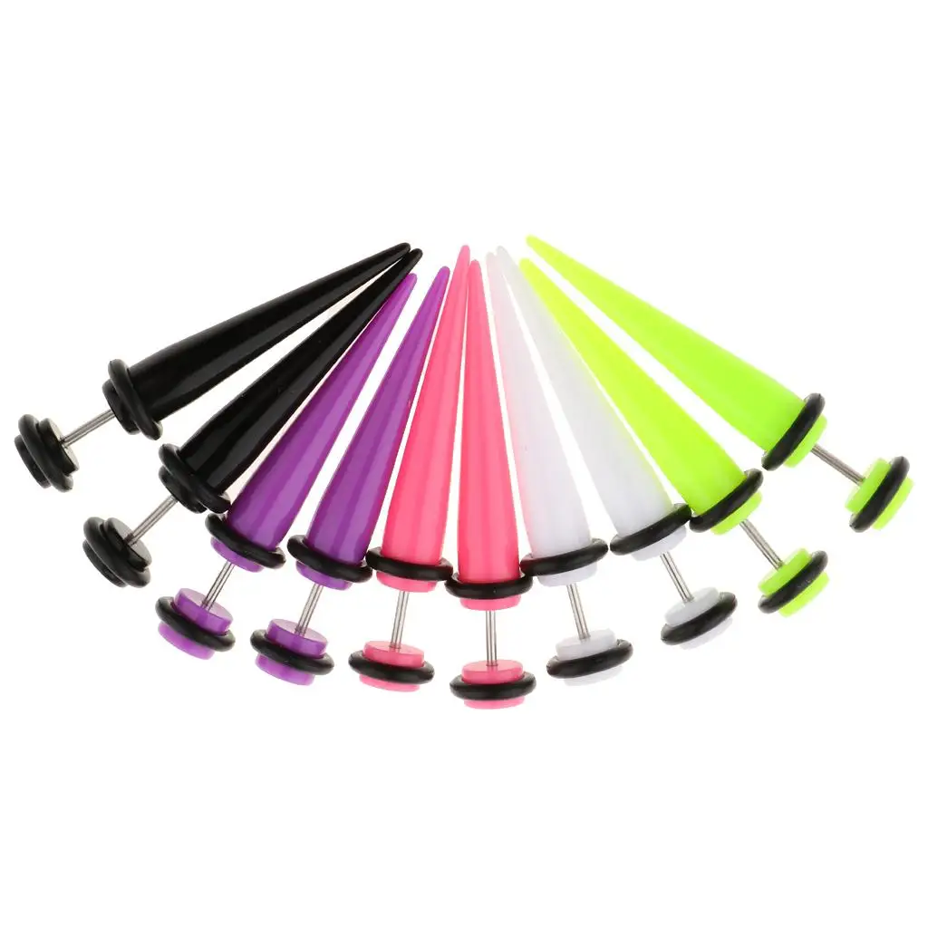 Plastic Stainless Steel Ear Taper Illusion Plug Stud Earrings Stretch Earrings Jewelry for Daily Use