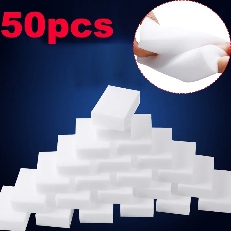 50PCs Melamine Sponge Eraser multifunctional Universal Car Kitchen Office Detailing Interior Cleaning Sponges Auto Cleaning Tool