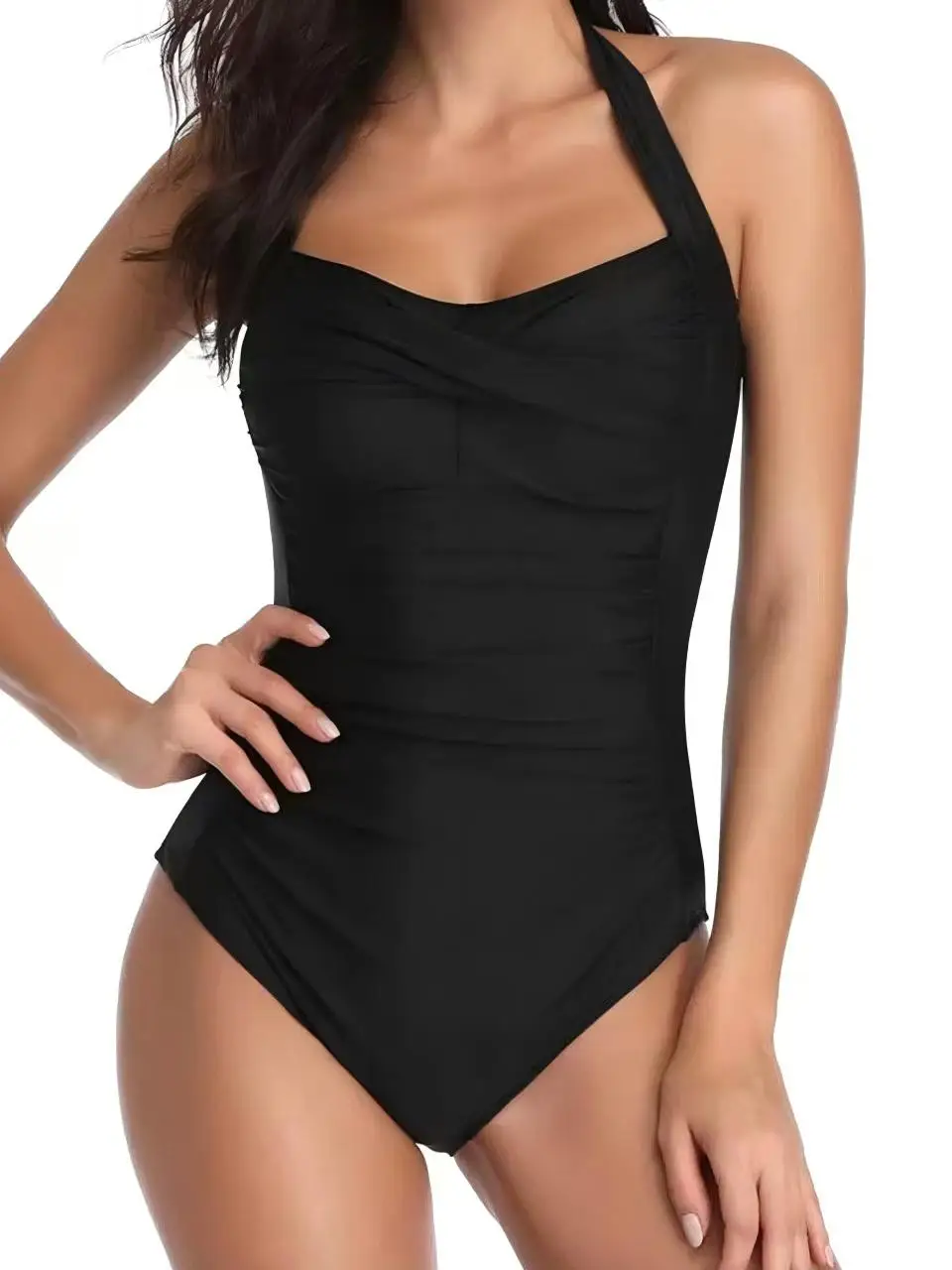 

Женский купальник с лямкой на шее, 2026, цельный однотонный купальник, танкини с подкладкой, летняя тонкая спортивная пляжная одежда, женский купальный костюм, боди для плавания