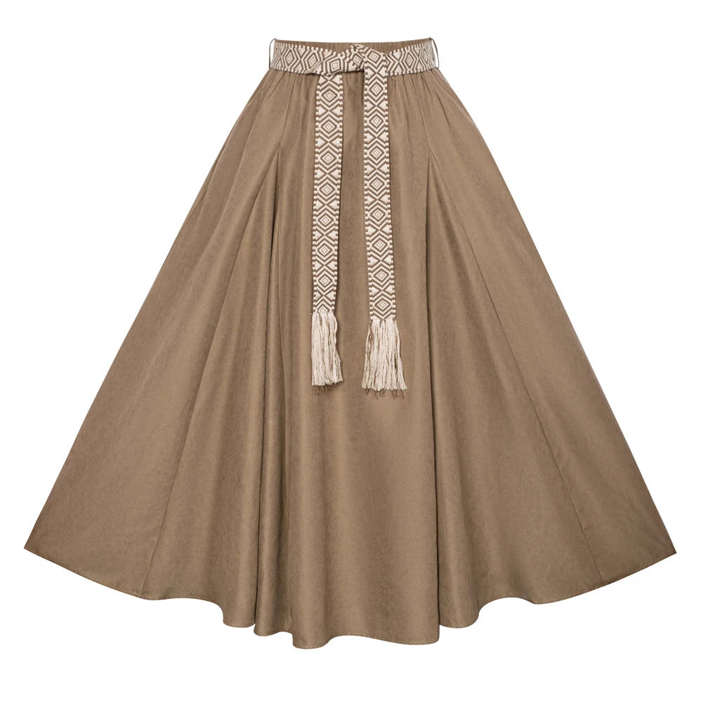 SD Women Renaissance Maxi Skirt Elastic Waist Ankle Length Swing Skirt