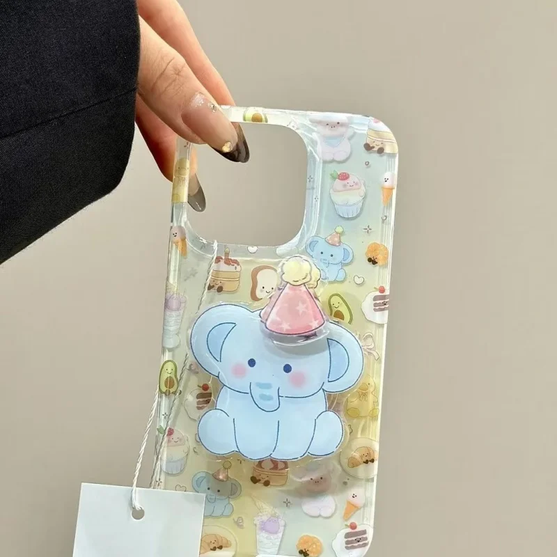 Korean Cute Cartoon Rotate Elephant Grip Tok Griptok Phone Holder  Stand Support For iPhone 15 Samsung Universal Accessories Hol