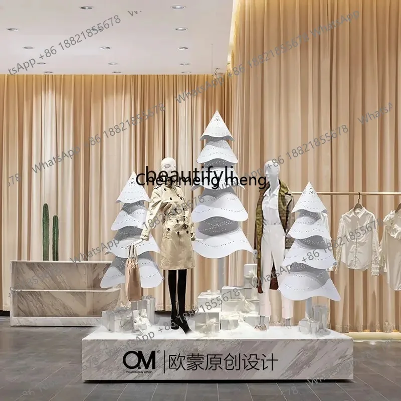 

new zq White Christmas Tree Gift Box Art Gallery Scene Layout Display Christmas Show Window Decoration Props ss 26