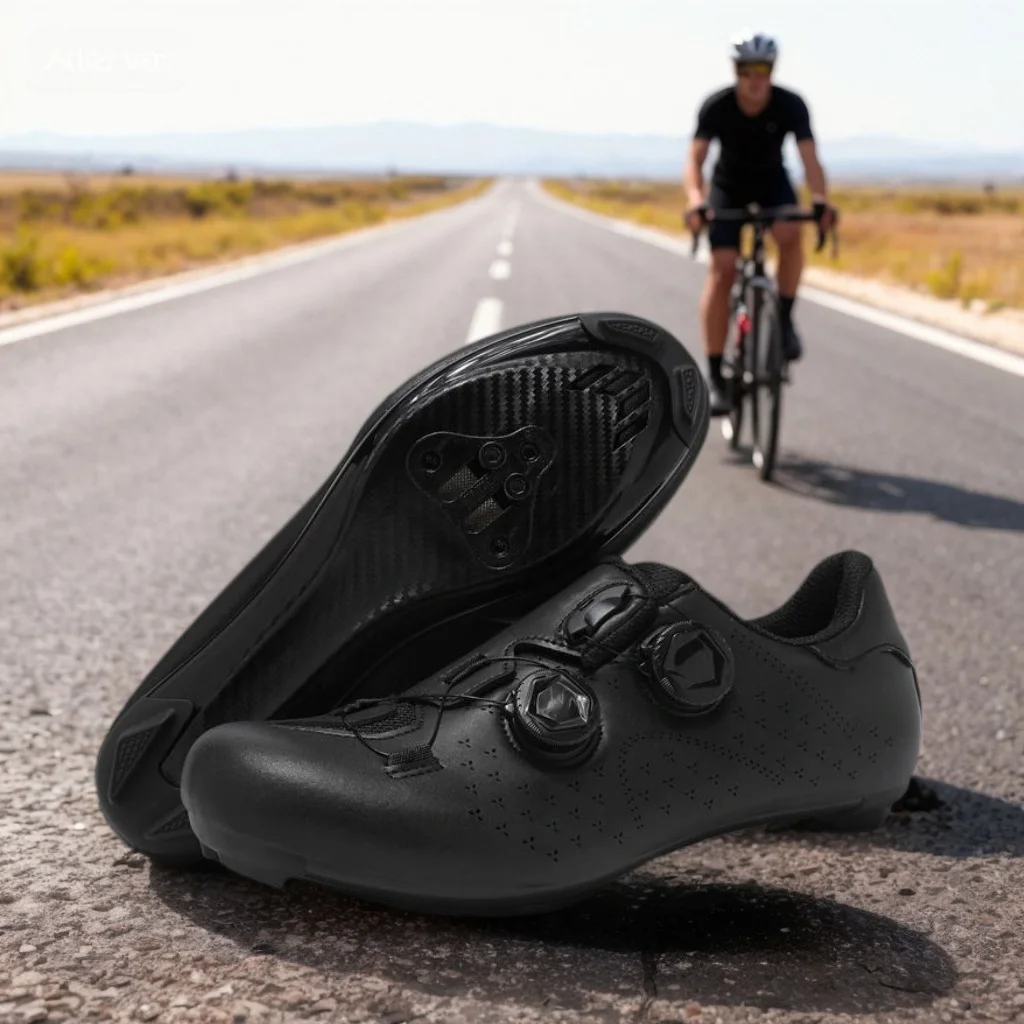 

Pink MTB Cycling Sneaker Men A5 New Leather Self-Locking Cleat Spd Road Bike Shoes Women Flat Trail Train Mountain Bicycle Shoes