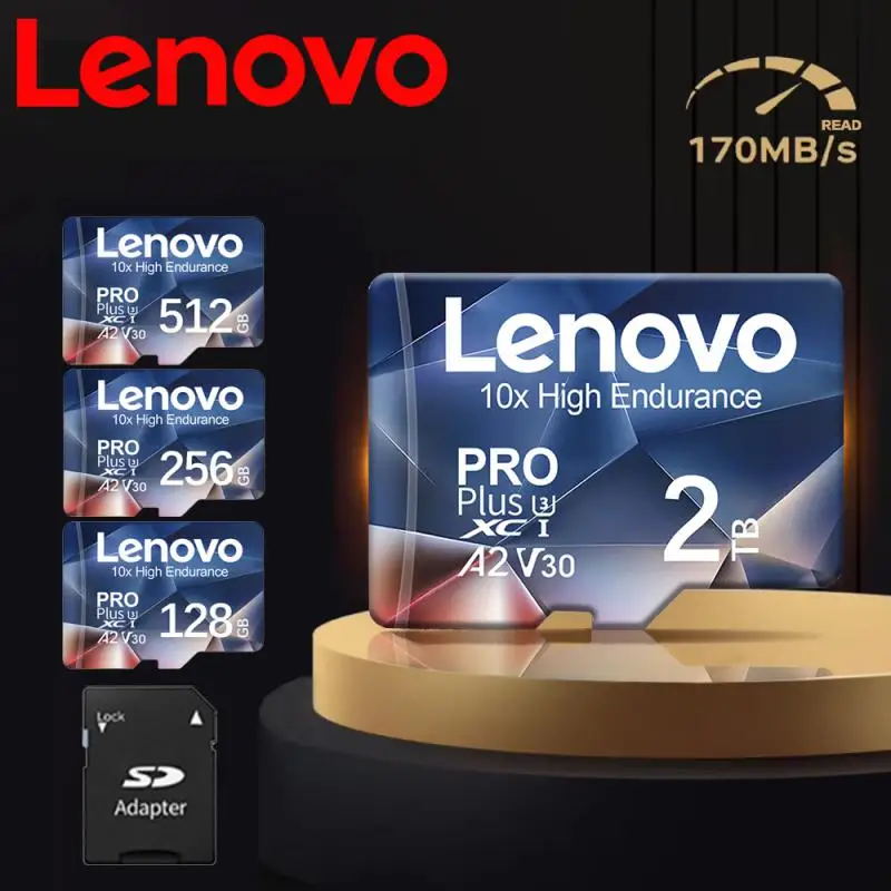 Lenovo 1TB 2TB SD Memory Card V30 128GB Micro TF/SD Card Class 10 High Speed Flash Memory Card 512GB SD Card For Camera Phone