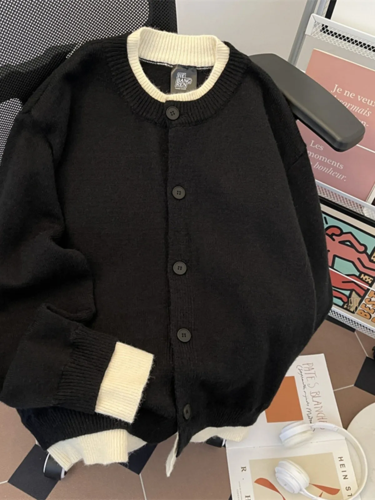 

Винтажный американский свободный вязаный свитер, модный осенне-зимний мужской кардиган-пальто, удобный длинный кардиган для пар