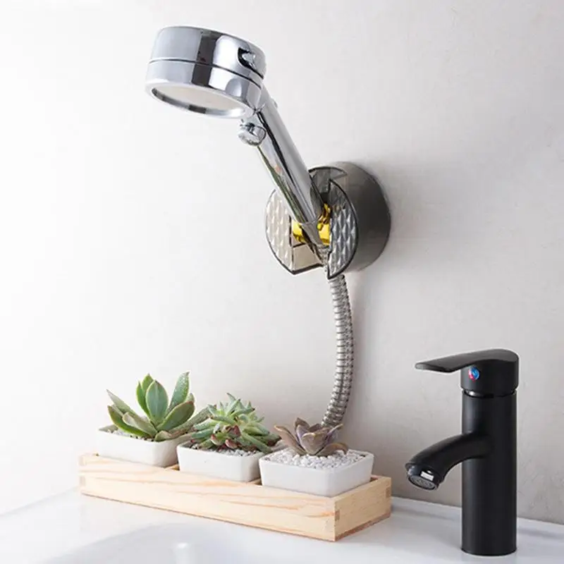 Wall Mount Shower Bracket Spray Holder Mount No-Punching Shower Rack With Angle Adjustable Bath Head Holder For Handheld