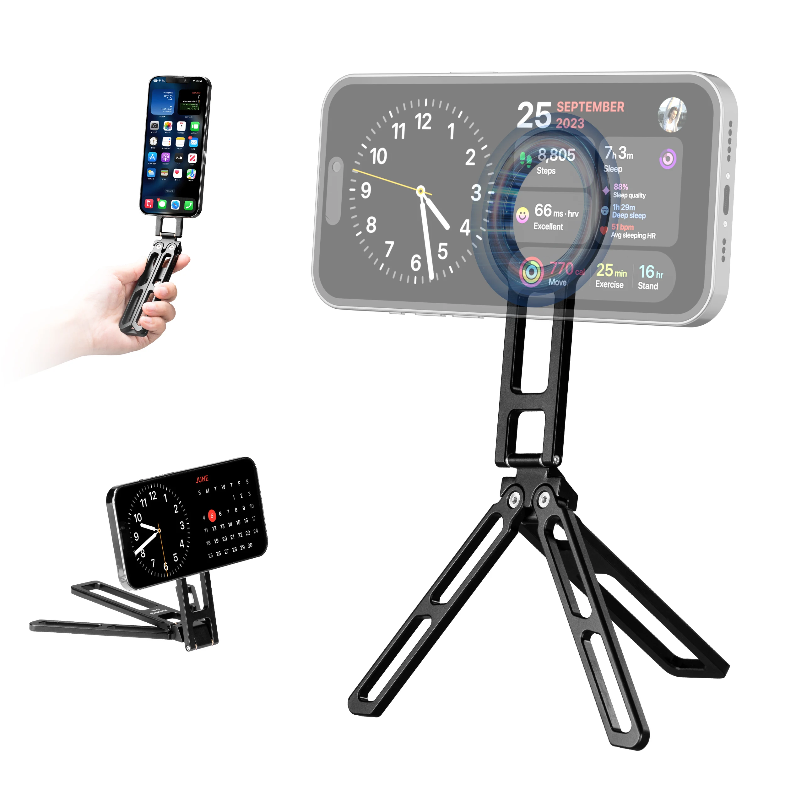 

Магнитный держатель для телефона из алюминиевого сплава FANAUE, треугольный, складной, устойчивый, универсальный для настольной и потоковой съемки в реальном времени